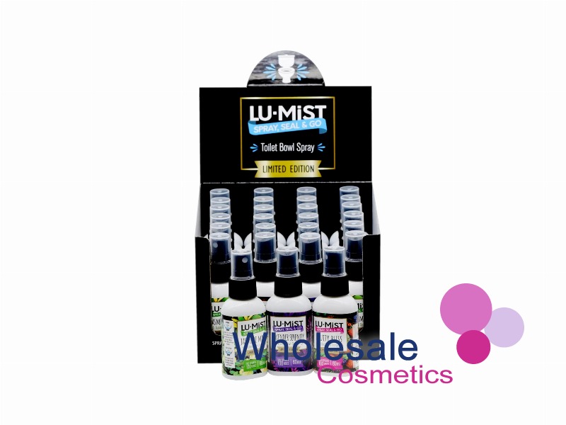 24 x LU-MIST Toilet Bowl Spray Limited Edition Display Set - LAVENDER - FRUITY - JASMINE